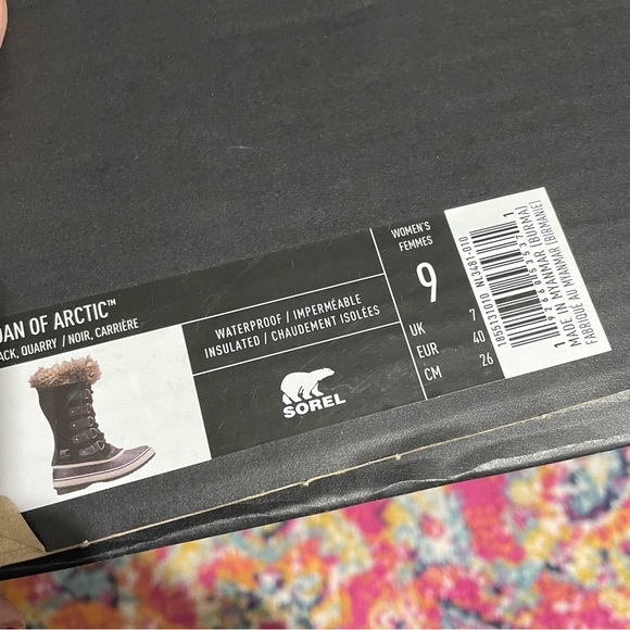 NWT Sorel Joan of Artic Boots in Black Quarry Size 9 - Picture 5 of 7